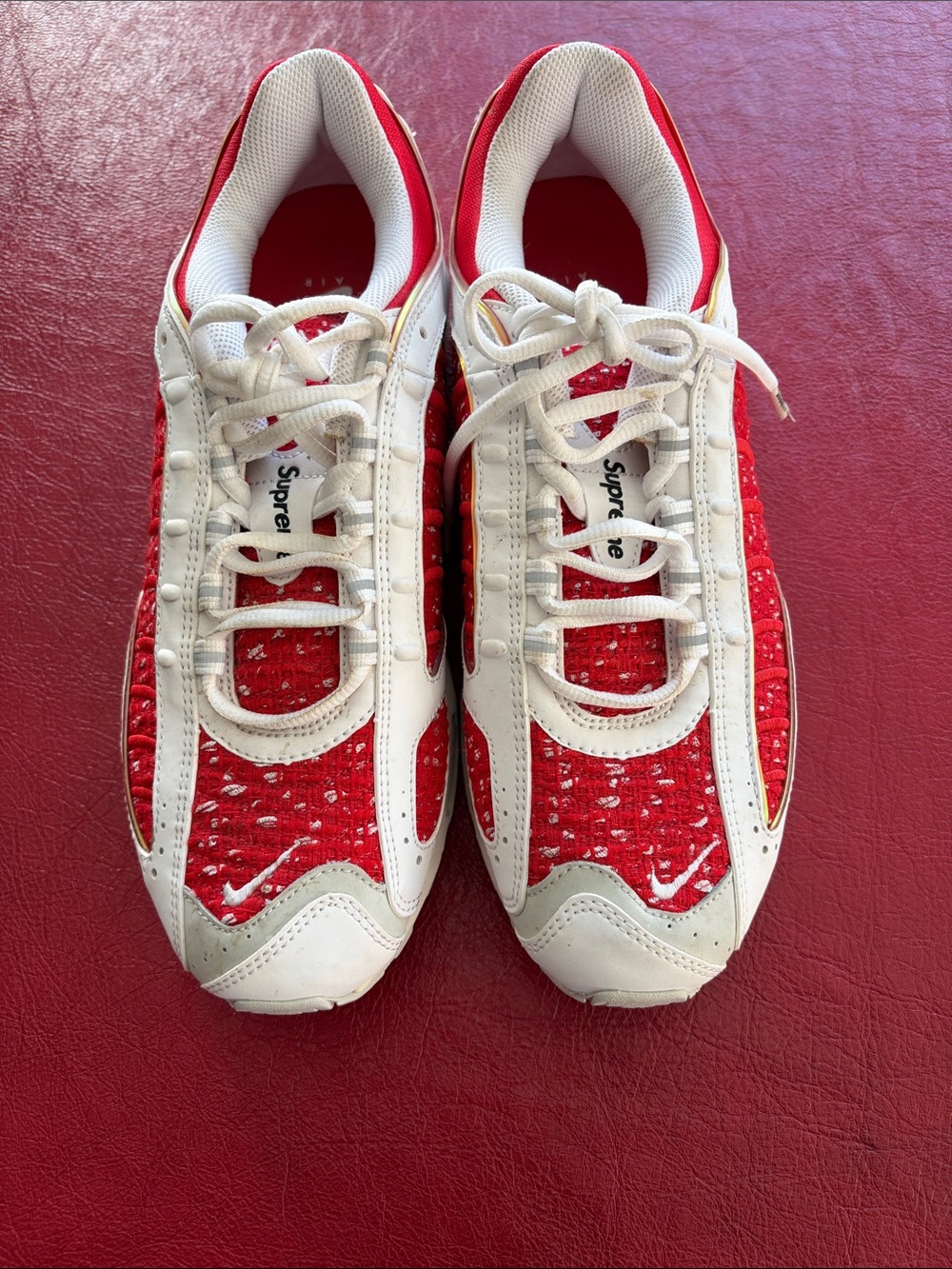 White and Red Nike x Supreme Sneakers